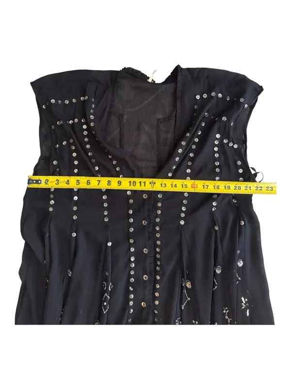Free People Aston Black Studded Button-Front Sheer Tunic Dress Size Medium. A1 - Image 14
