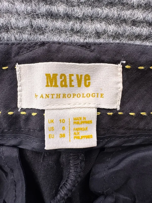 Anthropologie Maeve‎ Black Collette Wide leg cropped pants Women's 6 - Image 2