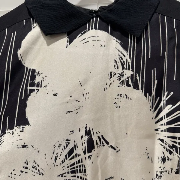JASON WU Miss Wu Black/White 100% Silk Abstract‎ Floral Print Sheath Dress SZ 2 - Image 6