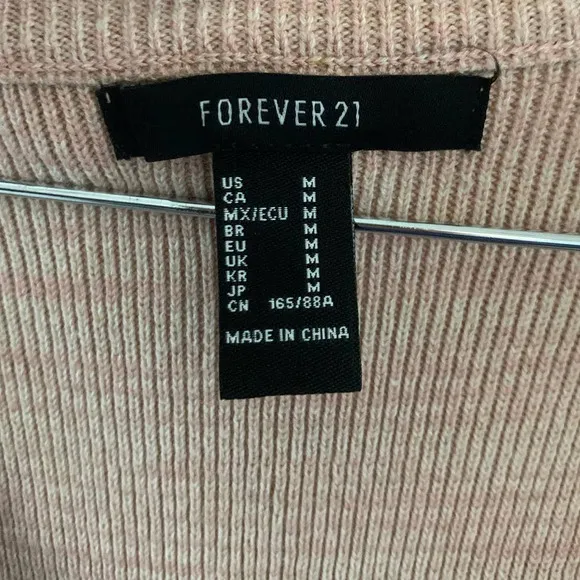 Forever‎ 21 Nude Pink Side Slit Ribbed Short Sleeve Silhouette Dress Size M - Image 8