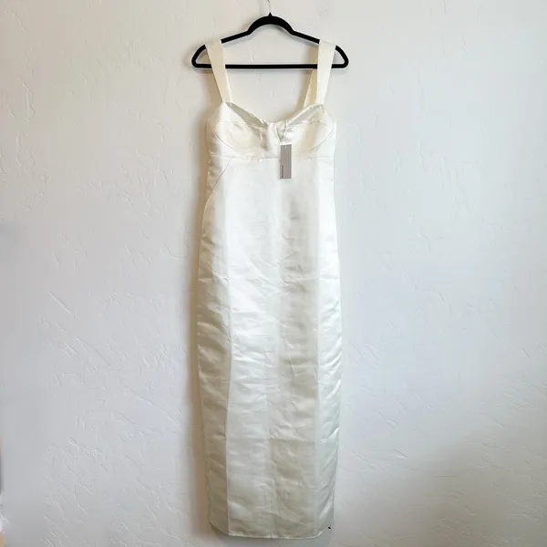 Reformation | NWT Willy Satin Sweetheart Maxi Dress in Ivory White Size 4 - Image 5
