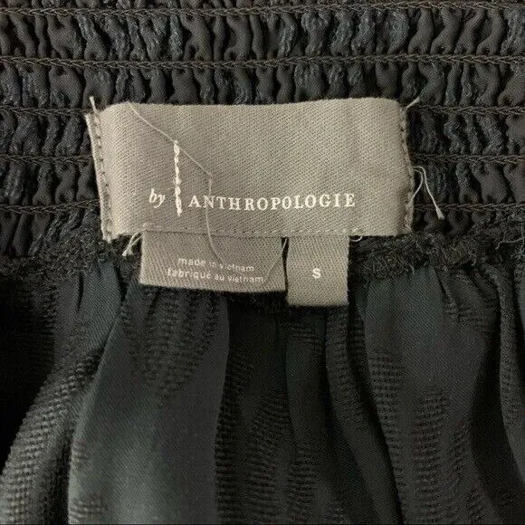 Anthropologie Black Smocked Ruffle Strap Sleeveless Textured‎ Boho Tank Top S - Image 6