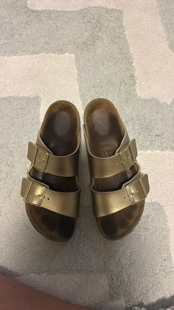 Gold Birkenstock Sandals - Image 3