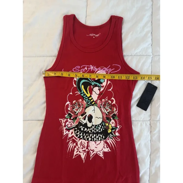 NWT Ed Hardy Dress Red Cobra Ribbed Tank Snake Skull Y2K Biker Rocker Tattoo MTV - Image 4