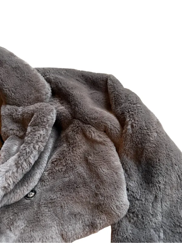 Song of Style Faux Fur Coat Brown Cropped Length Jacket Vegan Size Small Women's - Image 7