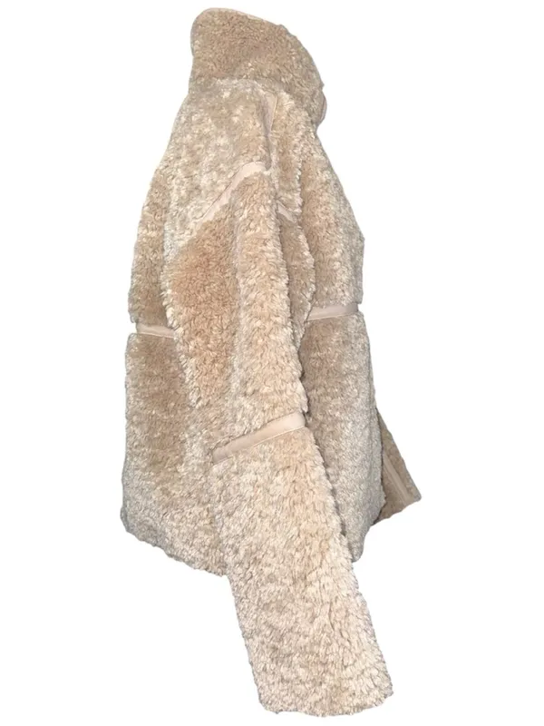 a.n.a. A New Approach NWT Faux Fur Shearling Midweight Coat Womens S Latte Beige - Image 2