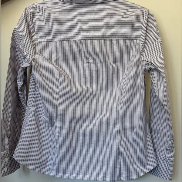 Ann Taylor LOFT Dress Shirt Long Sleeve Blouse Striped Button Up 10 Petite 10p - Image 2