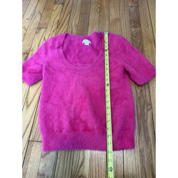 Maeve Anthropologie Pink Rona Eyelash‎ Deep Scoop Neck Fuzzy Sweater Small - Image 6