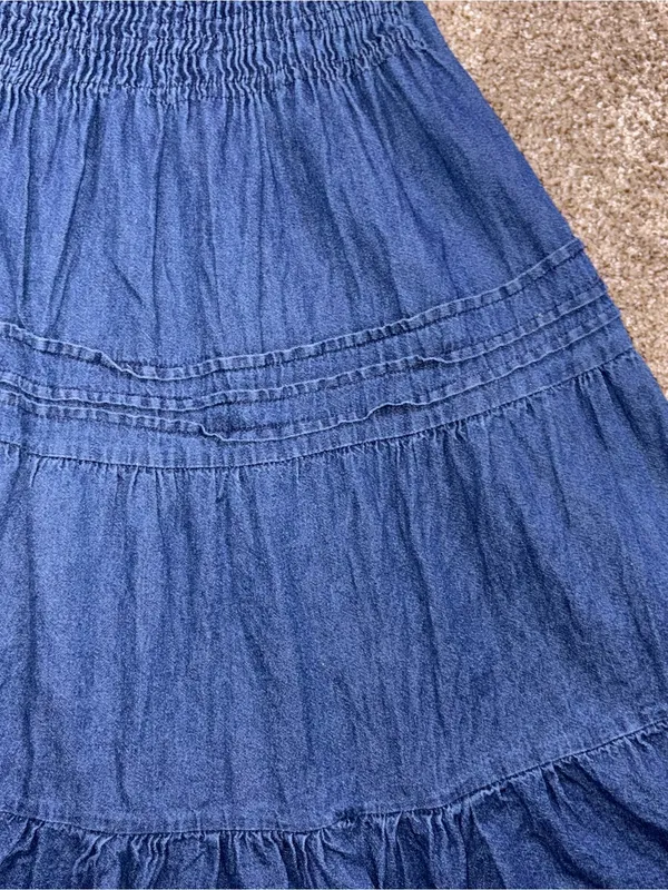 Blue Denim Smocked Tiered Dress - Image 5