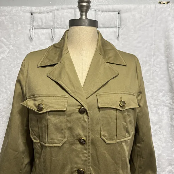 Rachel Zoe Safari Field Jacket S Tan Olive Military Utility Utilitycore Jacket - Image 7