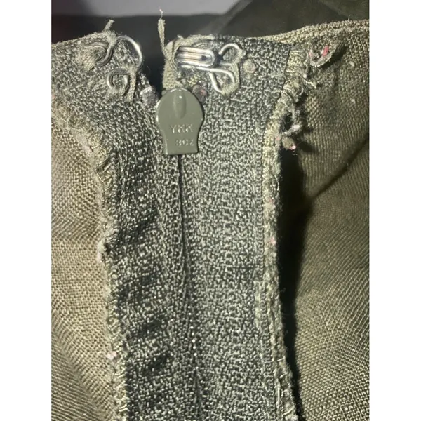 Abercrombie Fitch Vintage Y2K 90s Layering Babydoll Linen Military Green Dress M - Image 7