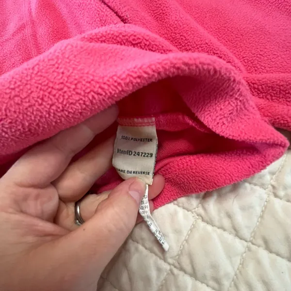 LLBean Women’s 1/4 Zip Pink Fleece Sweatshirt Top Sz Large L Regular - Image 3