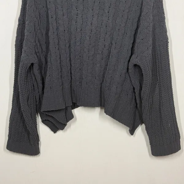 Pol Turtleneck Sweater Women's Medium Dark Gray Cable Knit High-Low Hem Pullover - Image 9