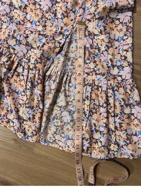 Band of the Free Floral Midi Dress M Puff Sleeve Smocked Cottagecore - Image 5