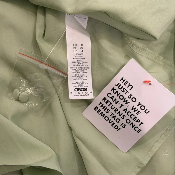 ASOS Sage Green Dobby Pleated Mini Dress Fairycore Forest Pixie Vibe NWT Size 4 - Image 14
