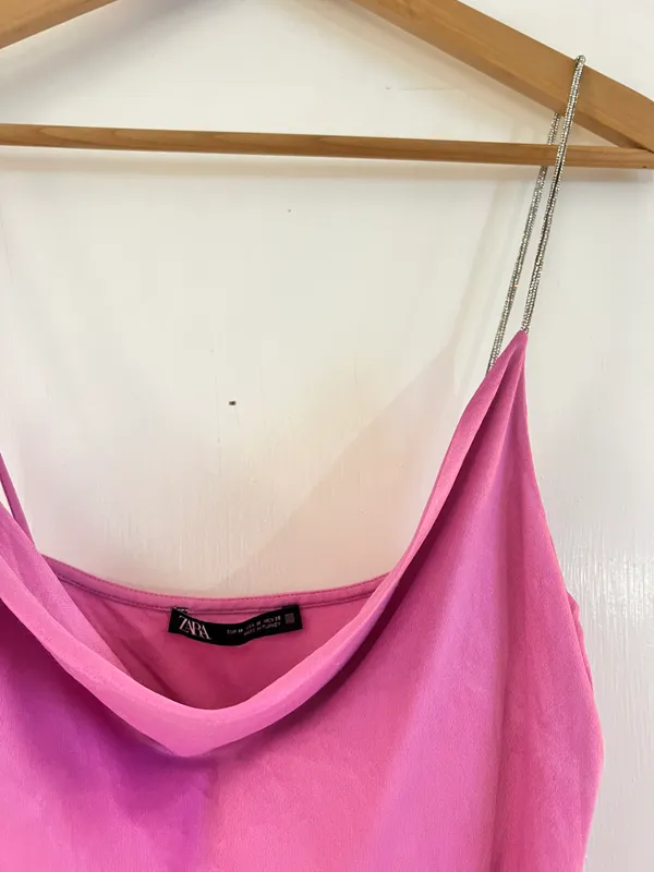 ZARA Pink Satin Dress - Image 2