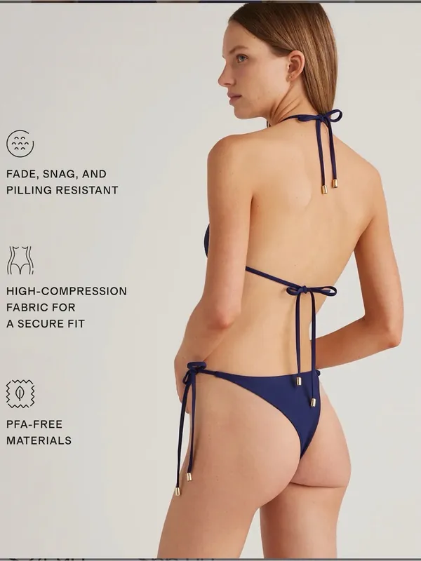 Quince Italian Adjustable Side-Tie Bikini Bottom | Deep Navy | Small - Image 4