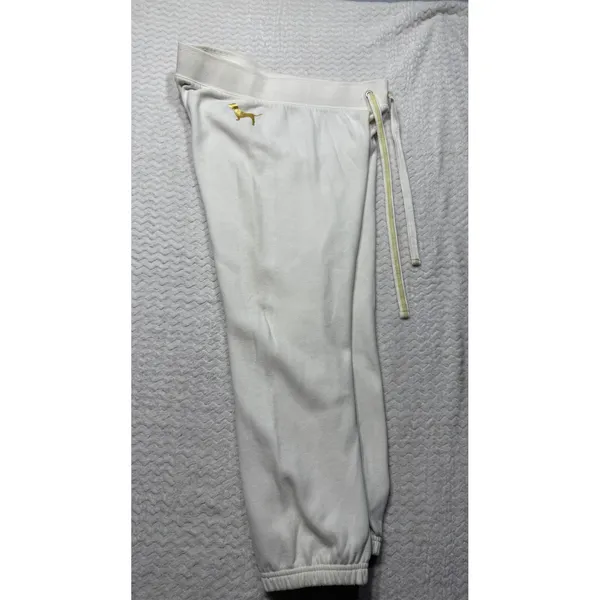 Victoria's Secret PINK White Sequin Love Pink Jogger Sweatpants M y2k Gold Logo - Image 3