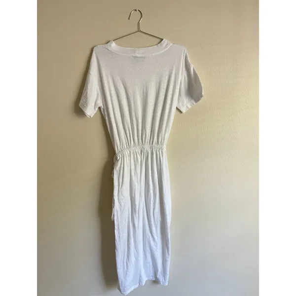 Free People Leila Midi Dress Size XS White Short Sleeve Tie‎ Waist - Image 7