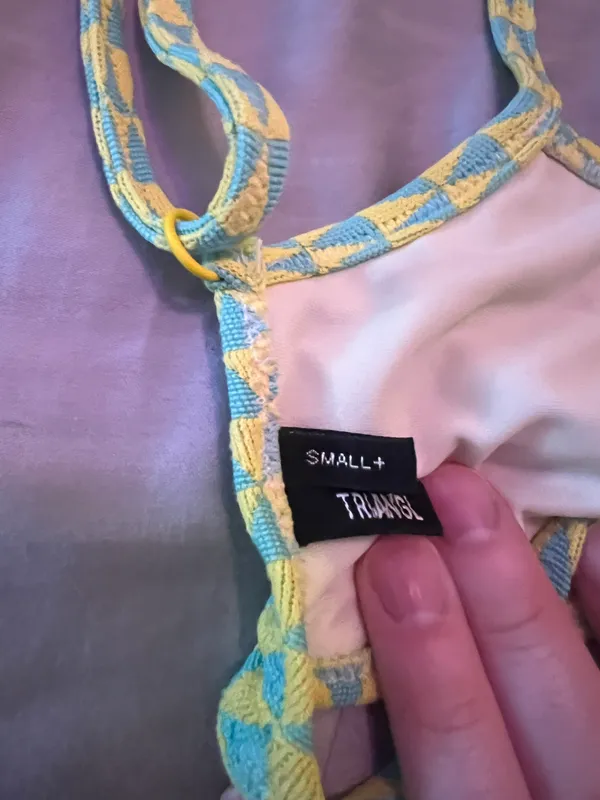 Triangl yellow/blue bikini top - Image 2
