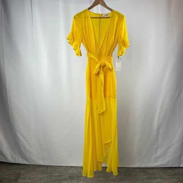 NWT Privacy Please Chiffon‎ Asymmetric Maci Dress in Yellow Size Small - Image 4