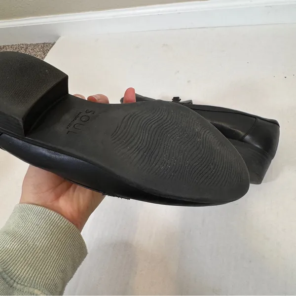 Naturalizer Soul Black Faux Leather Loafers Womens 7.5 Preppy Flats Comfort Shoe - Image 3