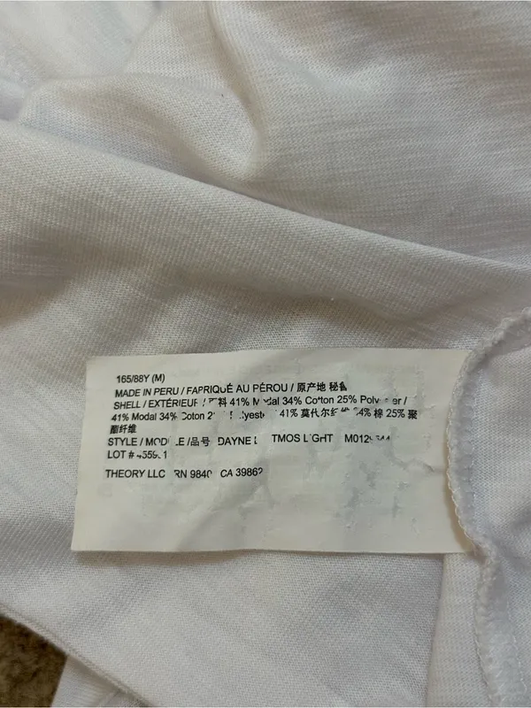 Theory White V-Neck Short Sleeve Tee Size Medium Modal Cotton Blend - Image 10