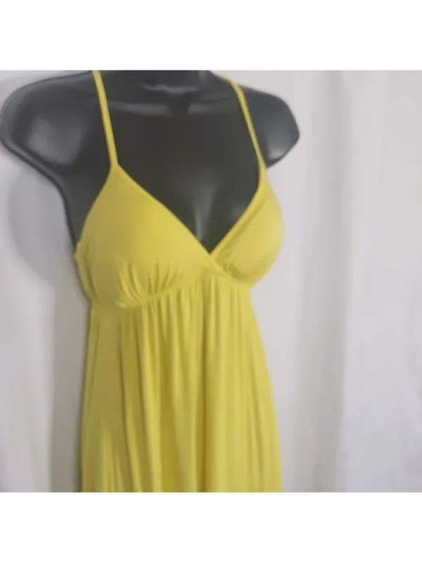 Papaya Halter Neck Fit and Flare Yellow Dress Small - Image 4