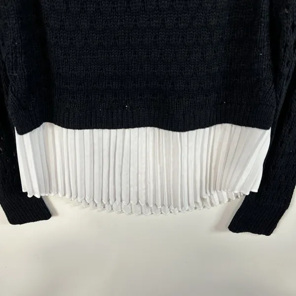 Anthropologie Maeve sweater‎ women's Medium blue white open fisherman knit work - Image 3