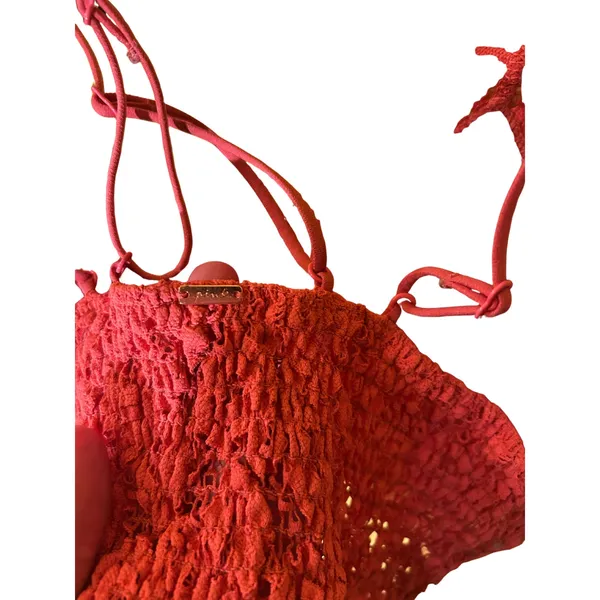 Free People Pink Lace V-Neck Crop Top Cross Back Straps Bralette Boho Women's L - Image 3