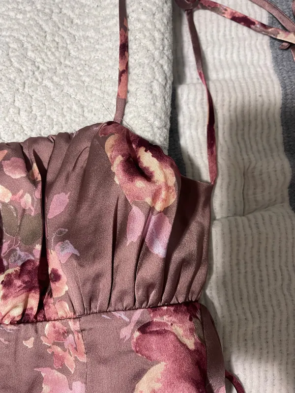 Lulus Satin Midi Dress Floral - Image 5