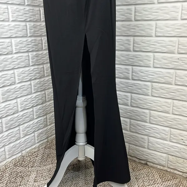 Black V-Neck Sleeveless Maxi Dress with Side Slit - Image 6