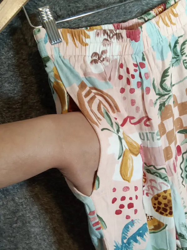 Paper Heart Wideleg Tropical Fruit Print Art To Wear Vacation Beach Womens Small - Image 4