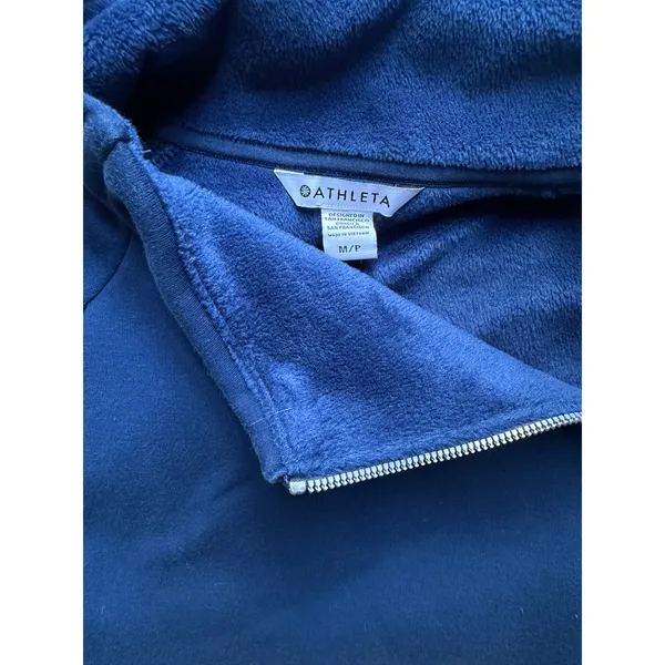 Athleta Cozy Karma Asym Pullover • Navy • M/P - Image 4