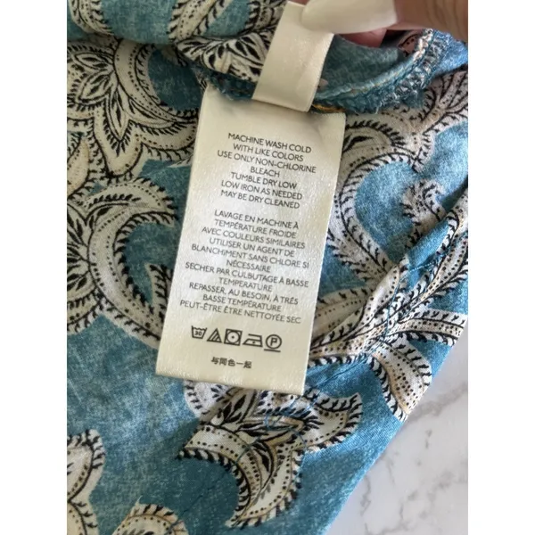 Pilcro Anthropologie Leilani Tunic Top Womens XS Blue Button Down Boho Western - Image 8