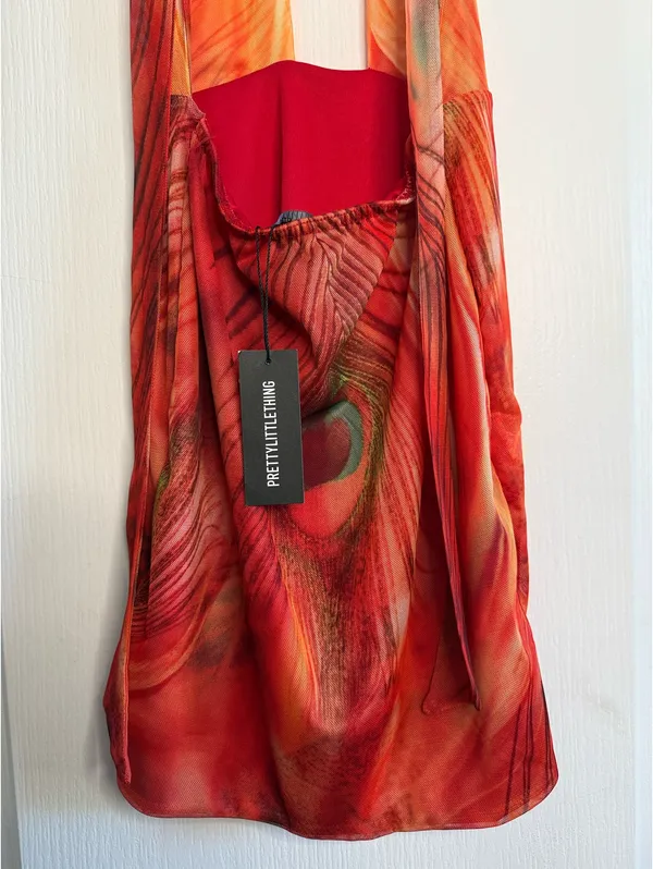 Red Halter Mini Dress Size 2 - Image 11