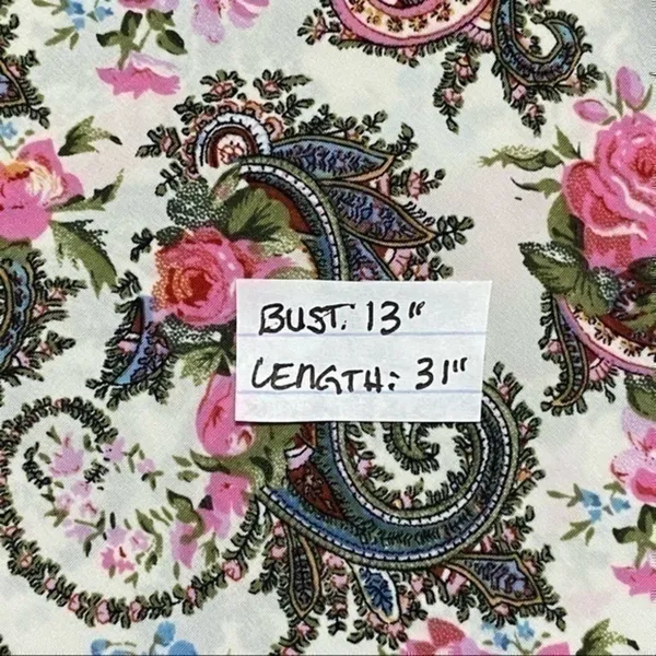 Victoria’s Secret Women’s Size P XS Vintage Paisley Printed Chemise w Cream Lace - Image 6