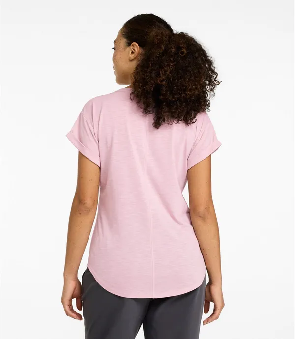 🩷 L.L. Bean Women Medium Streamside Tee Short-Sleeve Splitneck Dusty Rose Casual - Image 2