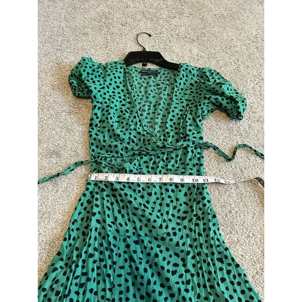 Urban Outfitters Green Black Polka Dot Mini Wrap Dress V-Neck‎ Short Sleeve XS - Image 8