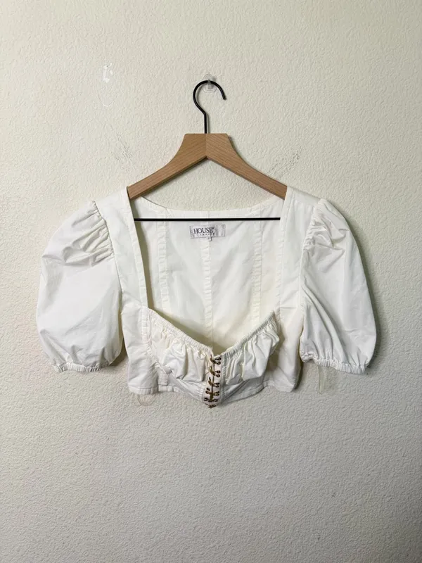 House of‎ CB London Tia White Puff Sleeved Corset Top Womens Size S - Image 8