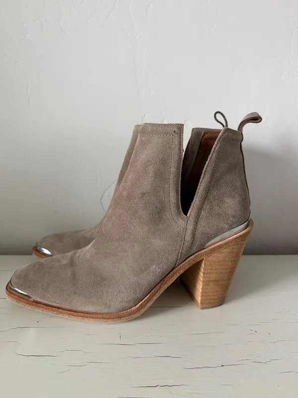 Jeffrey Campbell Cromwell Suede Western Ankle Booties Taupe Block Heel Women’s 8 - Image 3