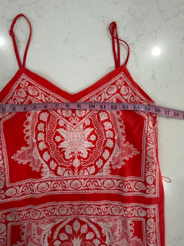 miami Coral Red Printed V-Neck Maxi Dress - Image 5
