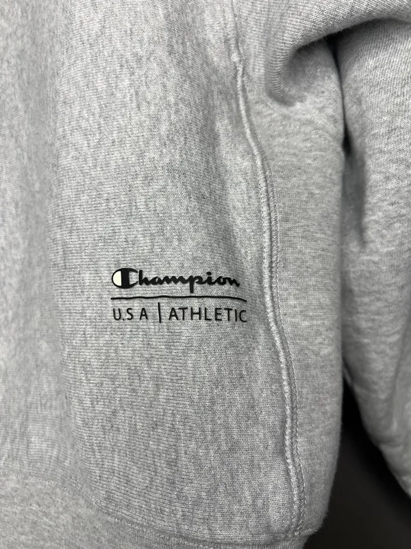 Champion Hoodie Womens XL Gray Full Zip Fleece Cropped Sweatshirt Logo Athletic - Image 7