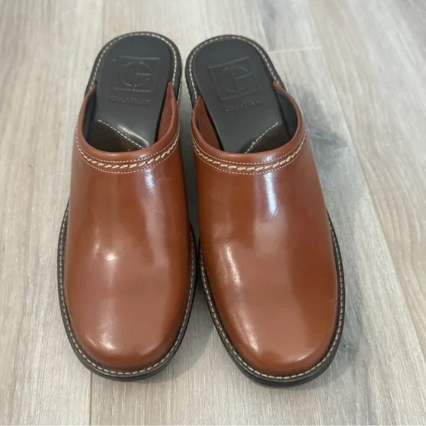 Cole Haan Elyssa Wedge Clogs Slip On Mules Shoes Brown Leather‎ Women’s Size 6 - Image 2
