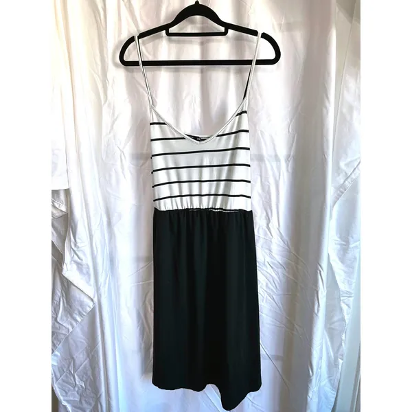 SheIn Womens 2XL Black White Contrast Dress‎ Minimalist Chic Striped Midi Dress - Image 3