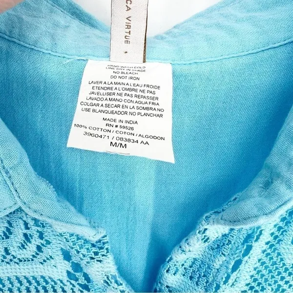BECCA Mesh Button Down Belted Swim Cover Up Women's‎ Size M Blue Resortwear - Image 8