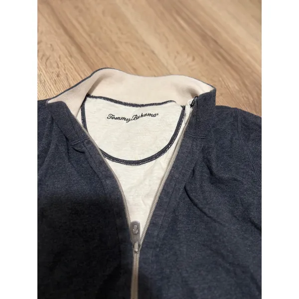Tommy Bahama Gray Heather Quarter Zip Pullover Sweater Women Large Long‎ Sleeve - Image 3