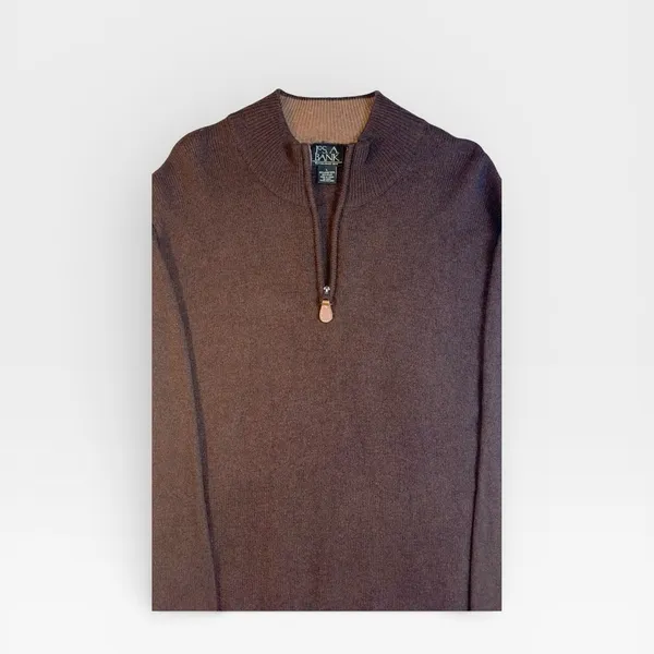 Jos A Bank Brown Lambswool Quarter Zip Pullover Sweater Men's Large - Image 4