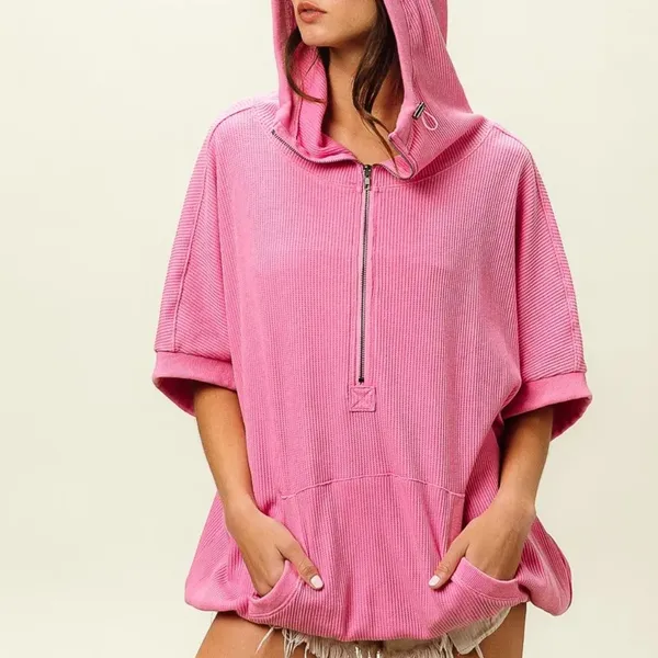 BiBi Vintage Washed Waffle Thermal Hoodie‎ - Image 6