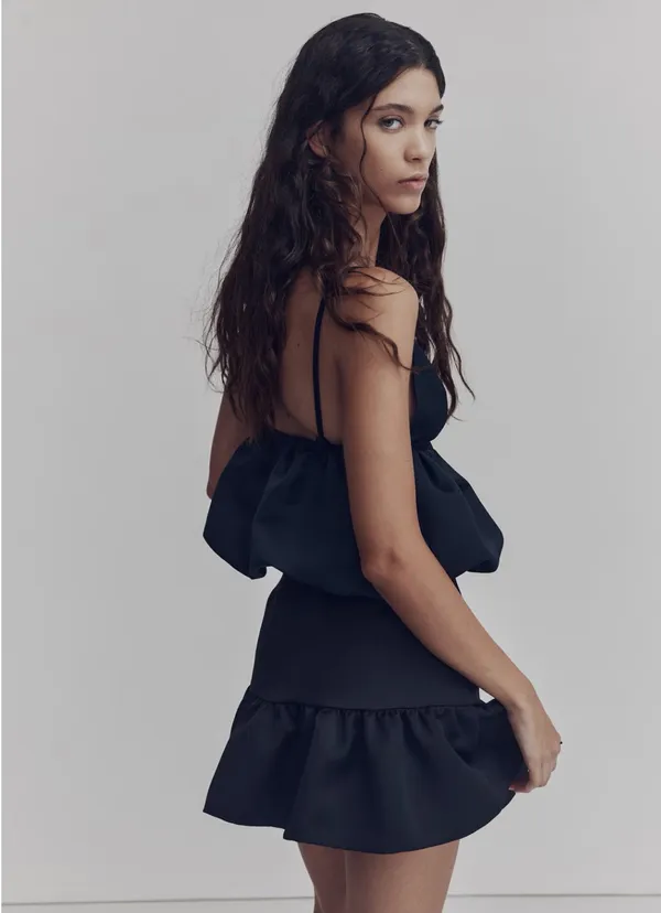 H&M black bubble top and mini skirt set - Image 2